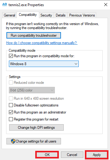 Choose an older version of Windows from the drop-down menu
Click on "Apply" and then "OK" to save the changes