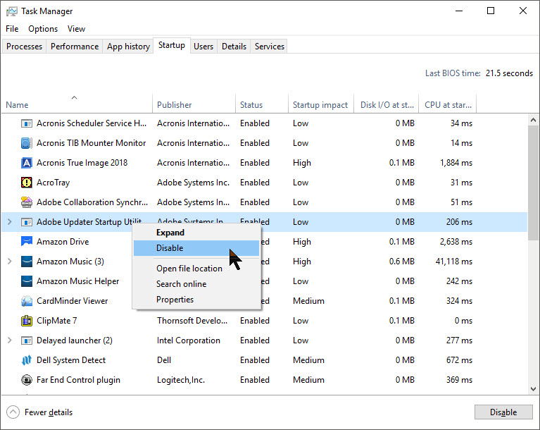 Click on "Disable all" to disable non-Microsoft services.
Go to the "Startup" tab and click on "Open Task Manager."