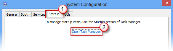 Close the Task Manager and click OK in the System Configuration window
Restart your computer