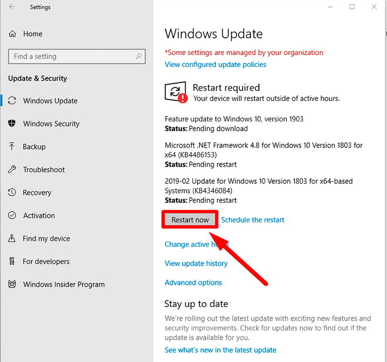Download and install the latest update.
Restart your computer to ensure the update is applied.