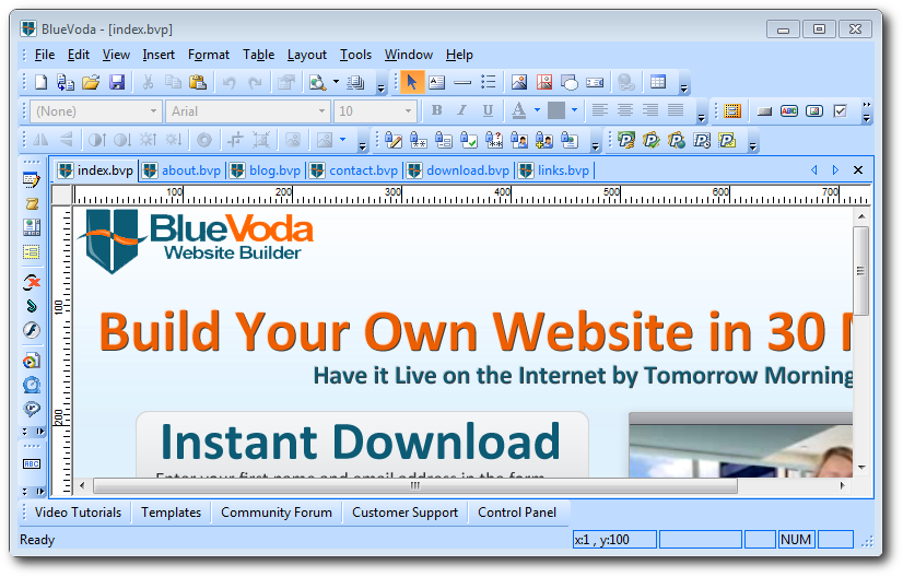 Download the latest version of BlueVoda Website Builder from a reliable source
Run the installer and follow the on-screen instructions to install the program