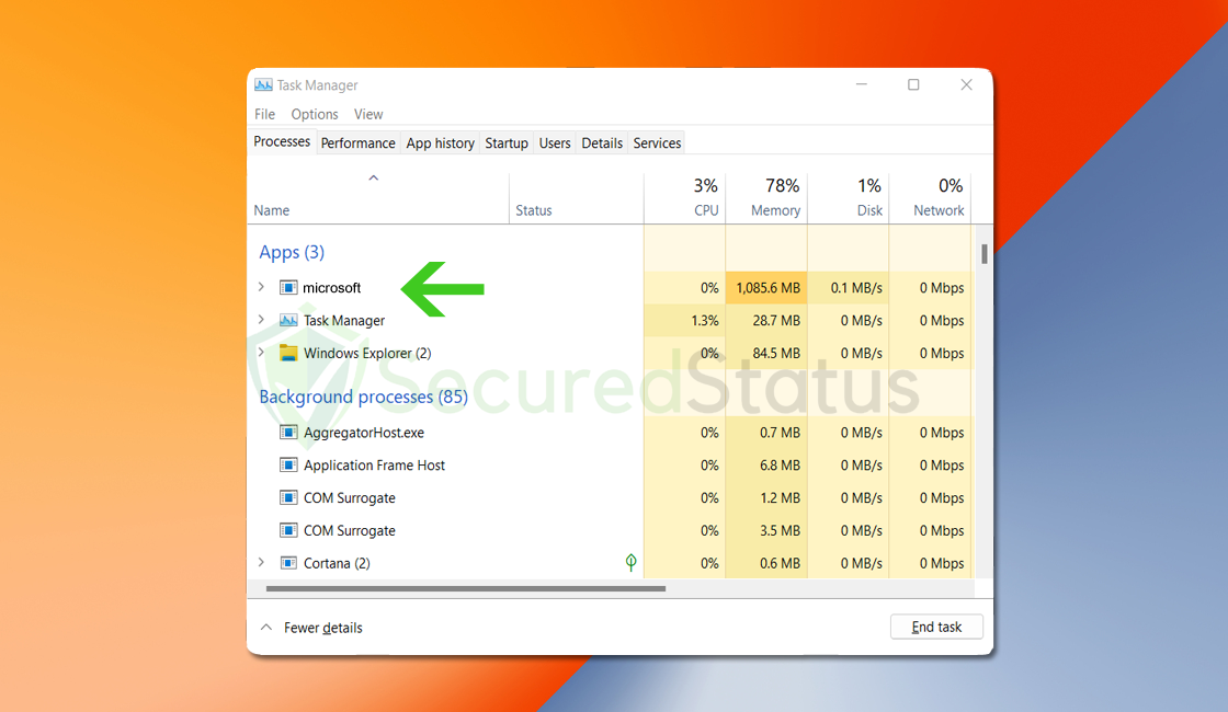 Ensure bewy.exe is not a virus or malware:
Open Task Manager by pressing Ctrl+Shift+Esc