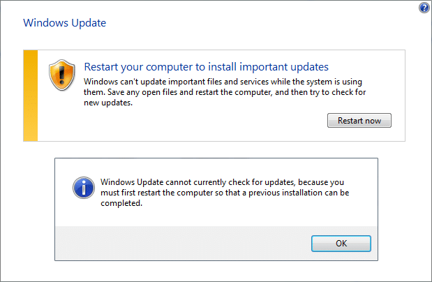 Install all available updates.
Restart your computer.