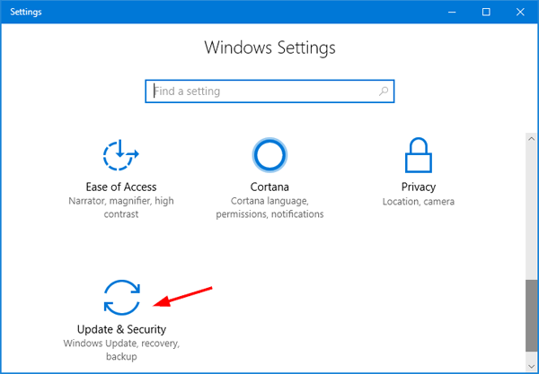 Open Settings by pressing Win + I
Go to Update & Security