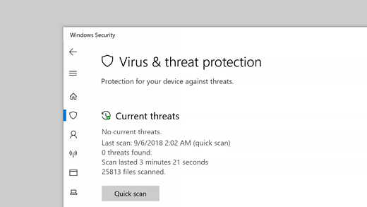 Open Windows Defender Security Center.
Click on Virus & threat protection.